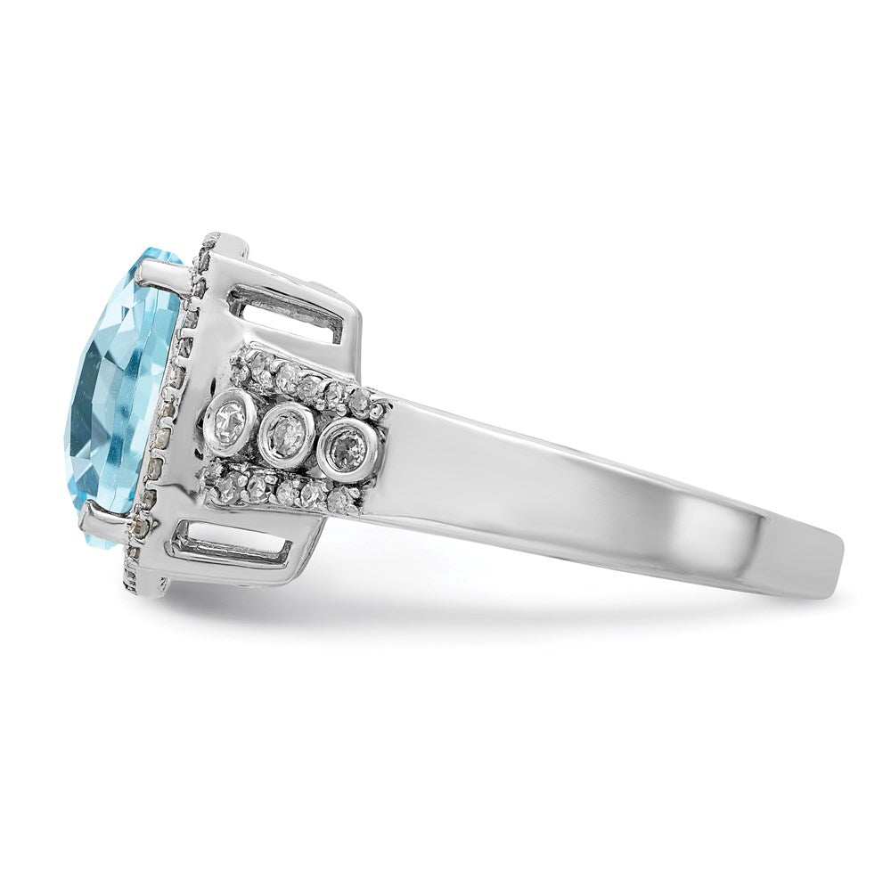 Sterlingsilber Rhodium Diamant & Karo Schliff Himmel Blautopas Ring (size 7 Nur)
