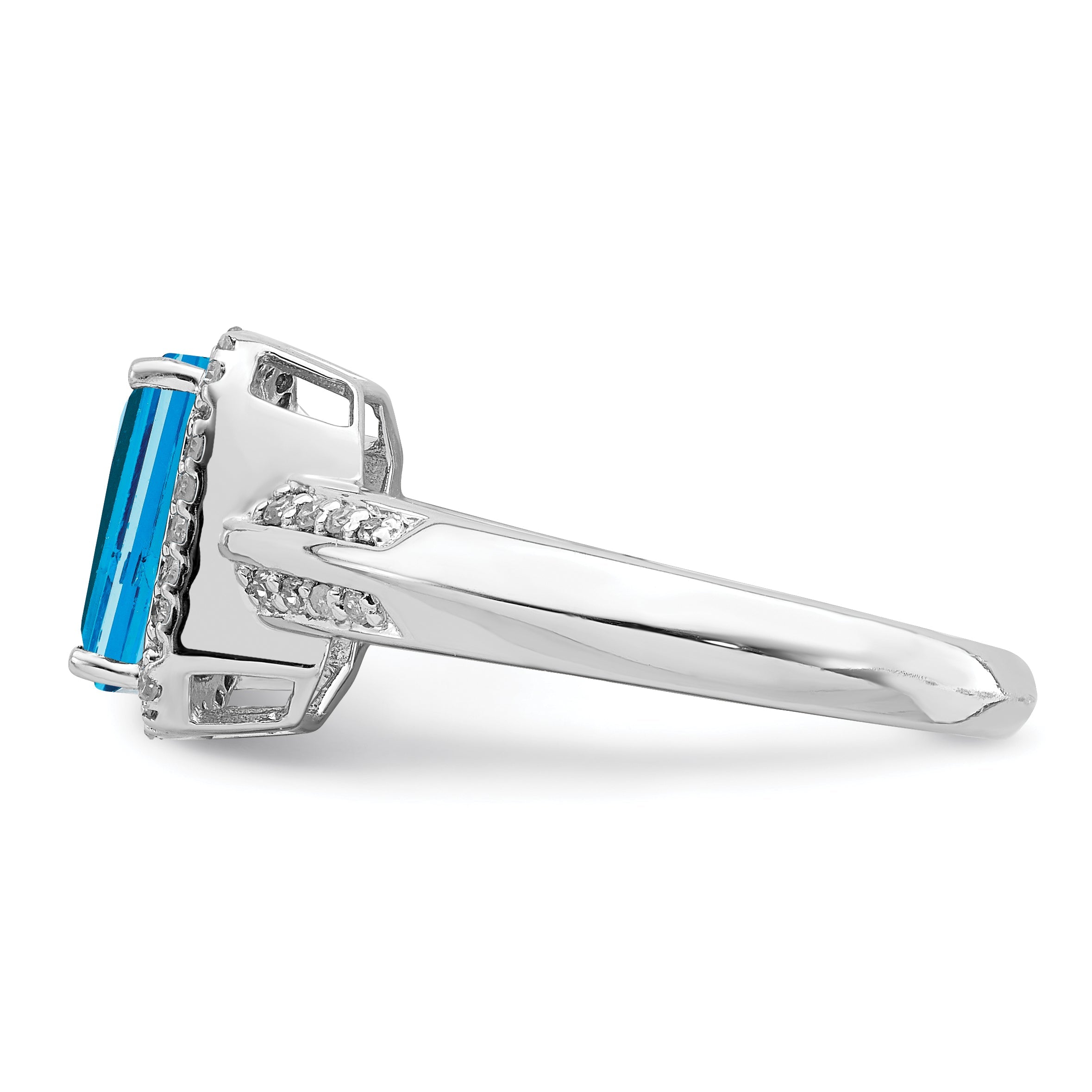 Sterlingsilber Rhodium Blautopas & Diamant Ring