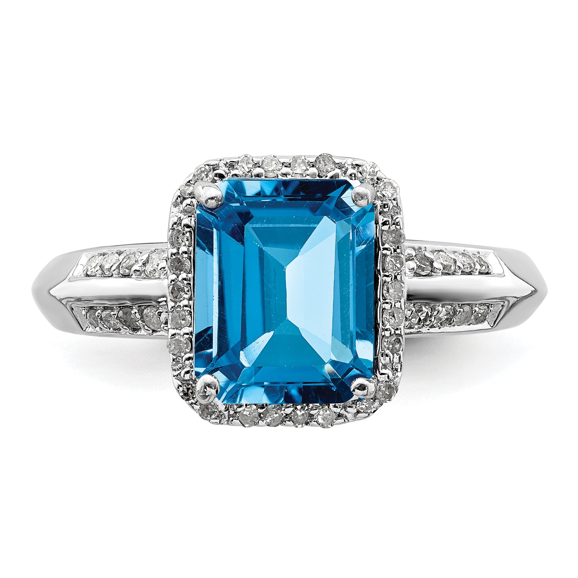 Sterlingsilber Rhodium Blautopas & Diamant Ring