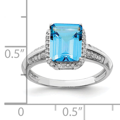 Sterlingsilber Rhodium Blautopas & Diamant Ring