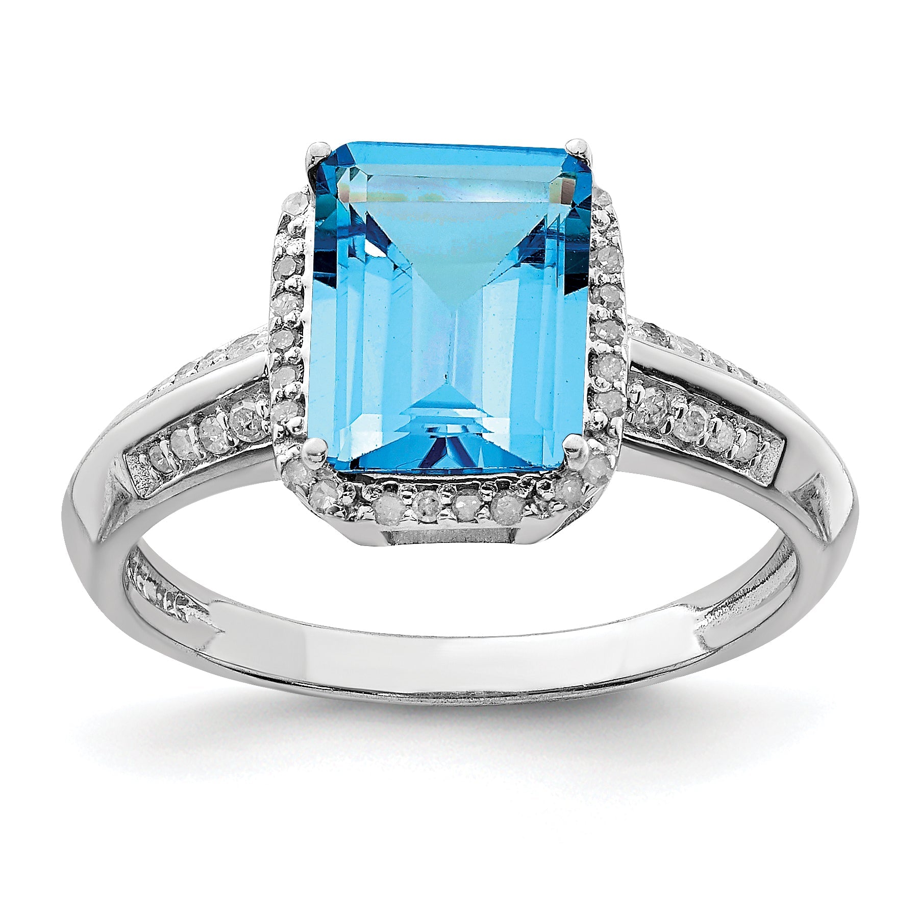 Sterlingsilber Rhodium Blautopas & Diamant Ring