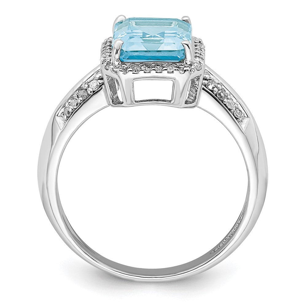 Sterlingsilber Rhodium Diamant & Himmel Blautopas Ring