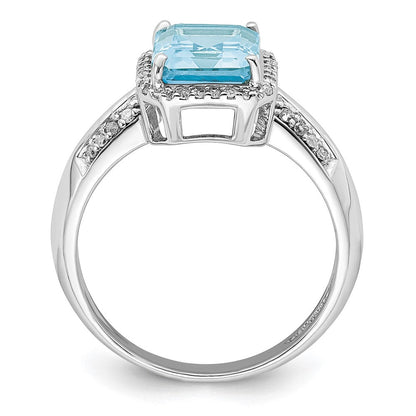 Sterlingsilber Rhodium Diamant & Himmel Blautopas Ring