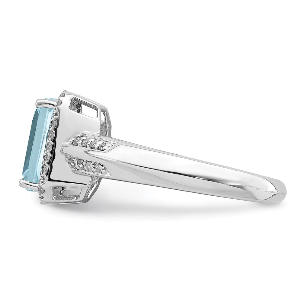 Sterlingsilber Rhodium Diamant & Himmel Blautopas Ring