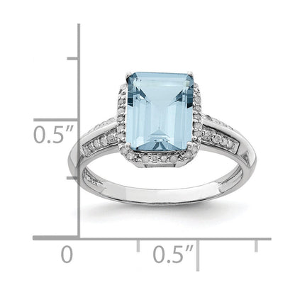 Sterlingsilber Rhodium Diamant & Himmel Blautopas Ring