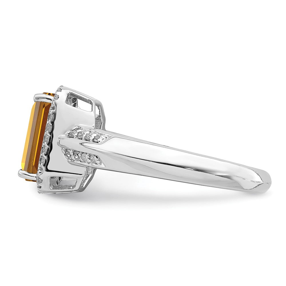 Sterlingsilber Rhodium Diamant & Whiskey Quarz Ring