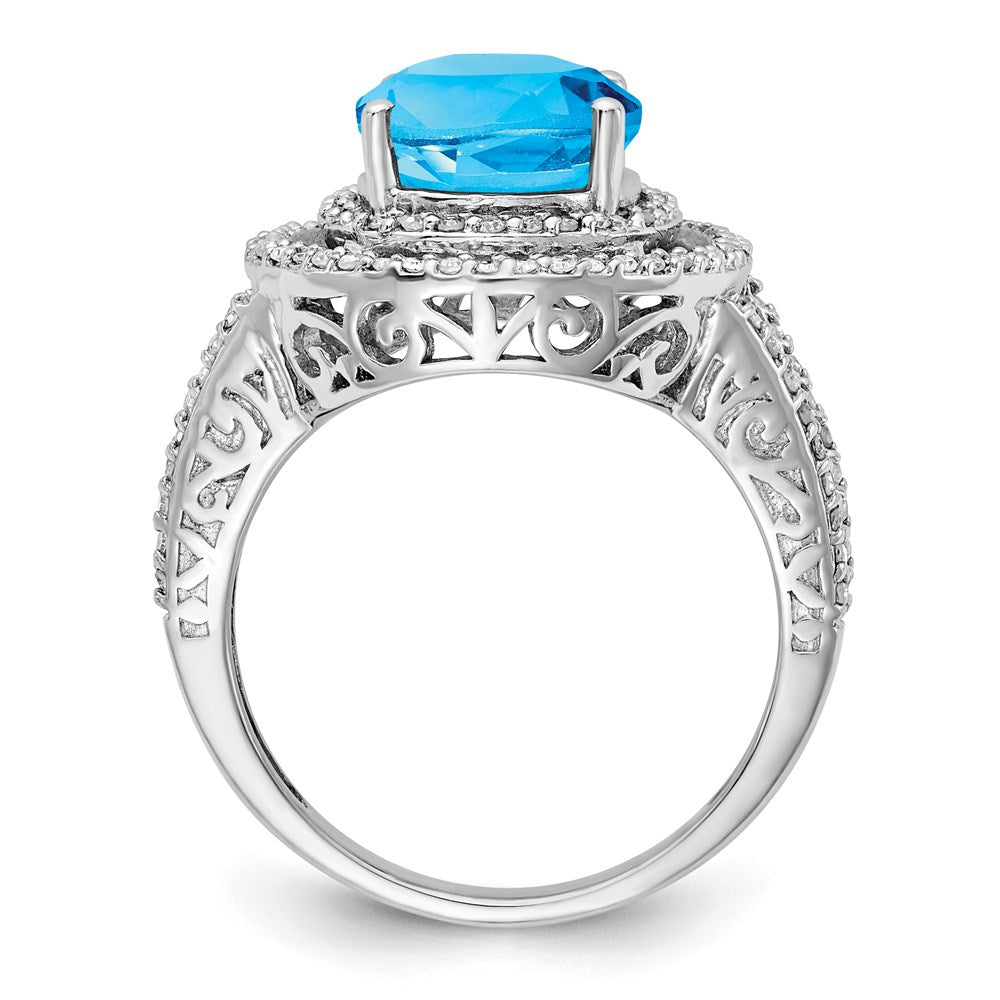 Sterlingsilber Rhodium Blautopas & Diamant Ring