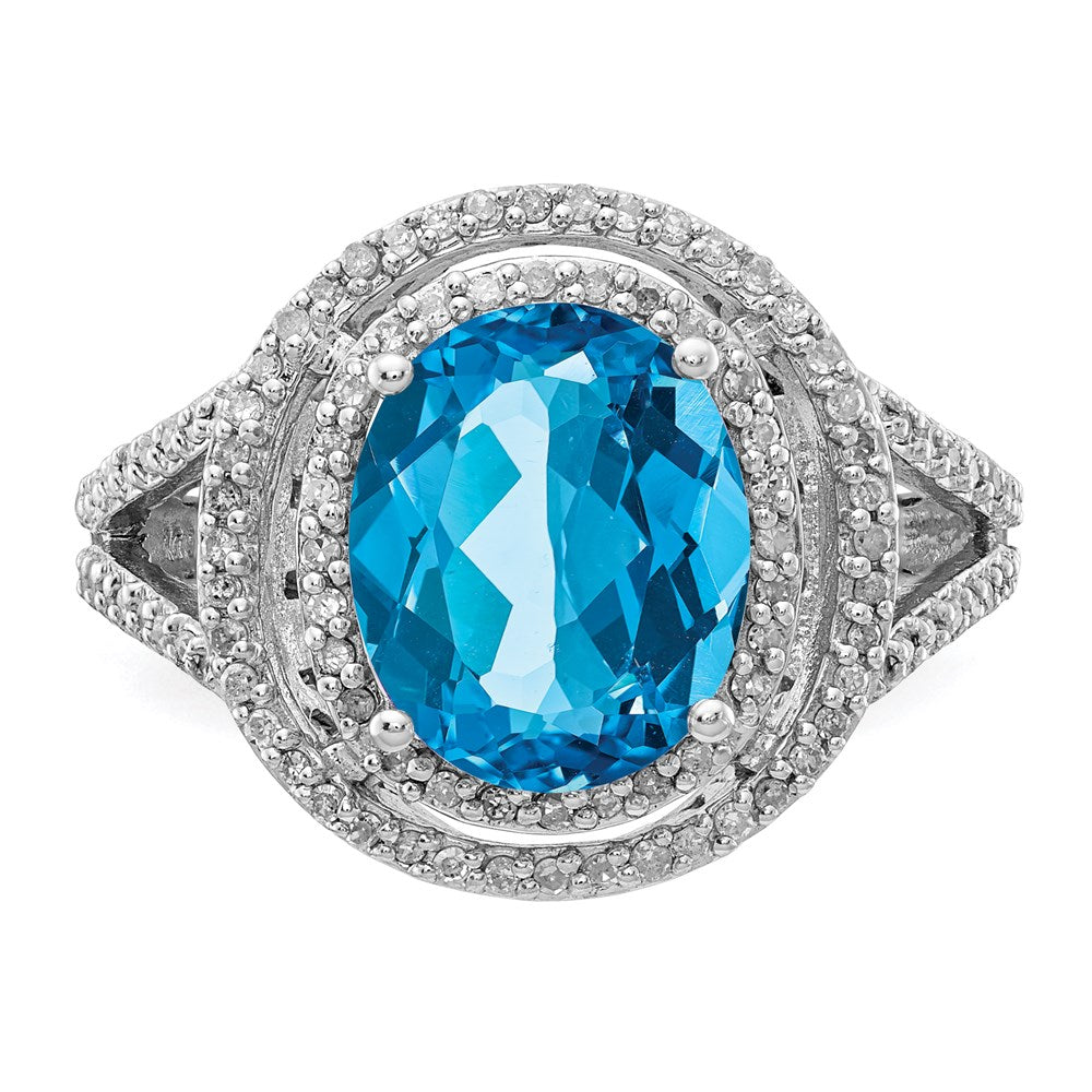 Sterlingsilber Rhodium Blautopas & Diamant Ring
