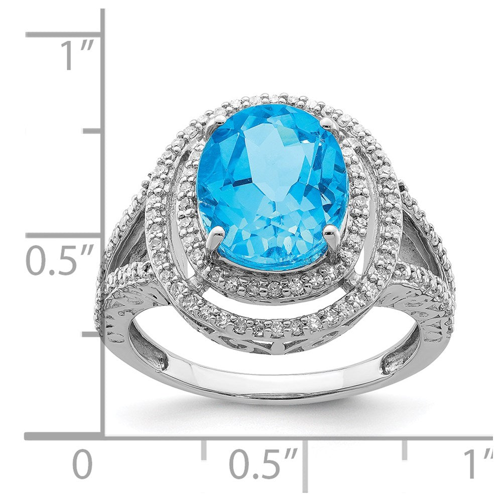 Sterlingsilber Rhodium Blautopas & Diamant Ring