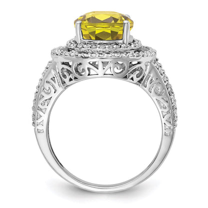 Sterlingsilber Rhodium Diamant & Zitrone Quarz Ring