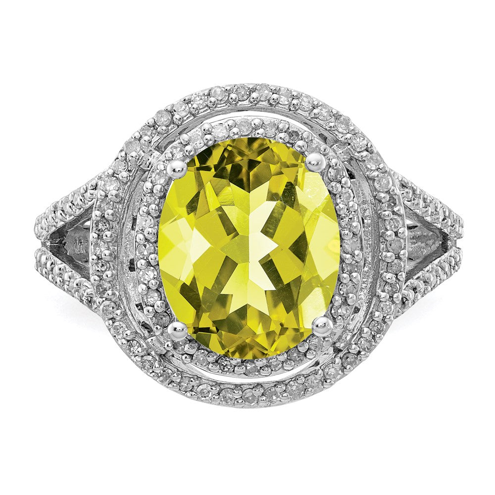 Sterlingsilber Rhodium Diamant & Zitrone Quarz Ring