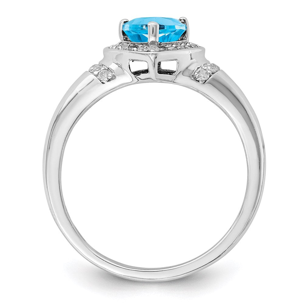 Sterlingsilber Rhodium Blautopas & Diamant Ring (size 7 Nur)
