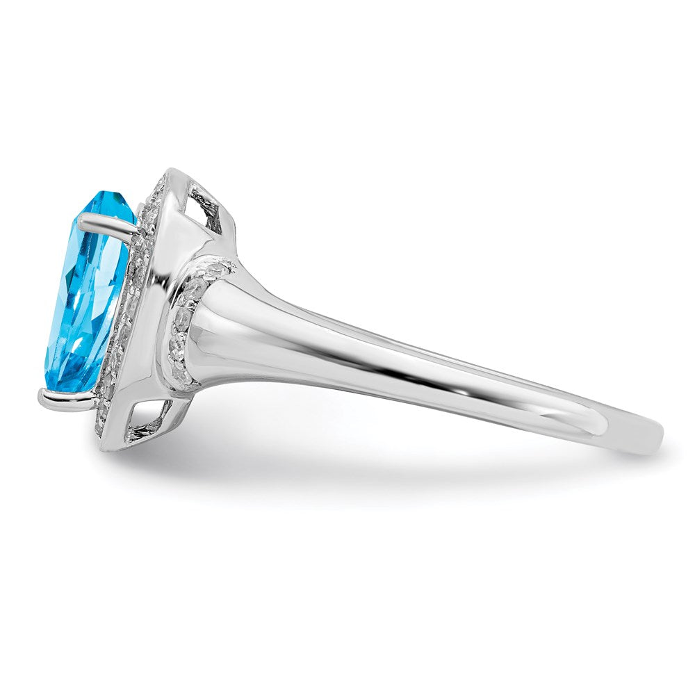 Sterlingsilber Rhodium Blautopas & Diamant Ring (size 7 Nur)