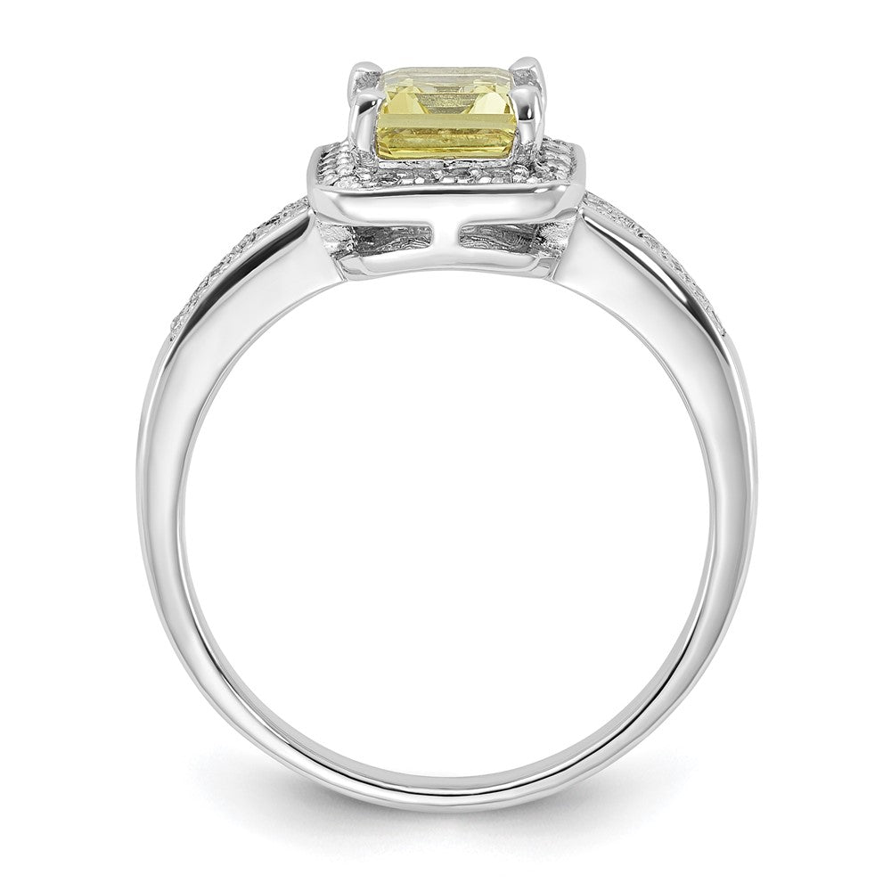 Sterlingsilber Rhodiniert Diamant & Zitrone Quarz Ring