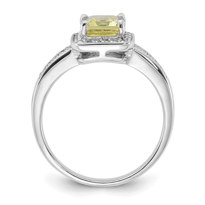 Sterlingsilber Rhodiniert Diamant & Zitrone Quarz Ring