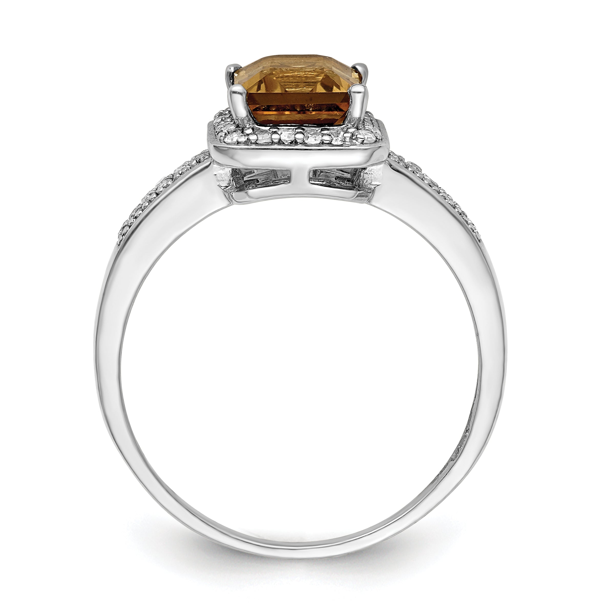 Sterlingsilber Rhodium Diamant & Whiskey Quarz Ring