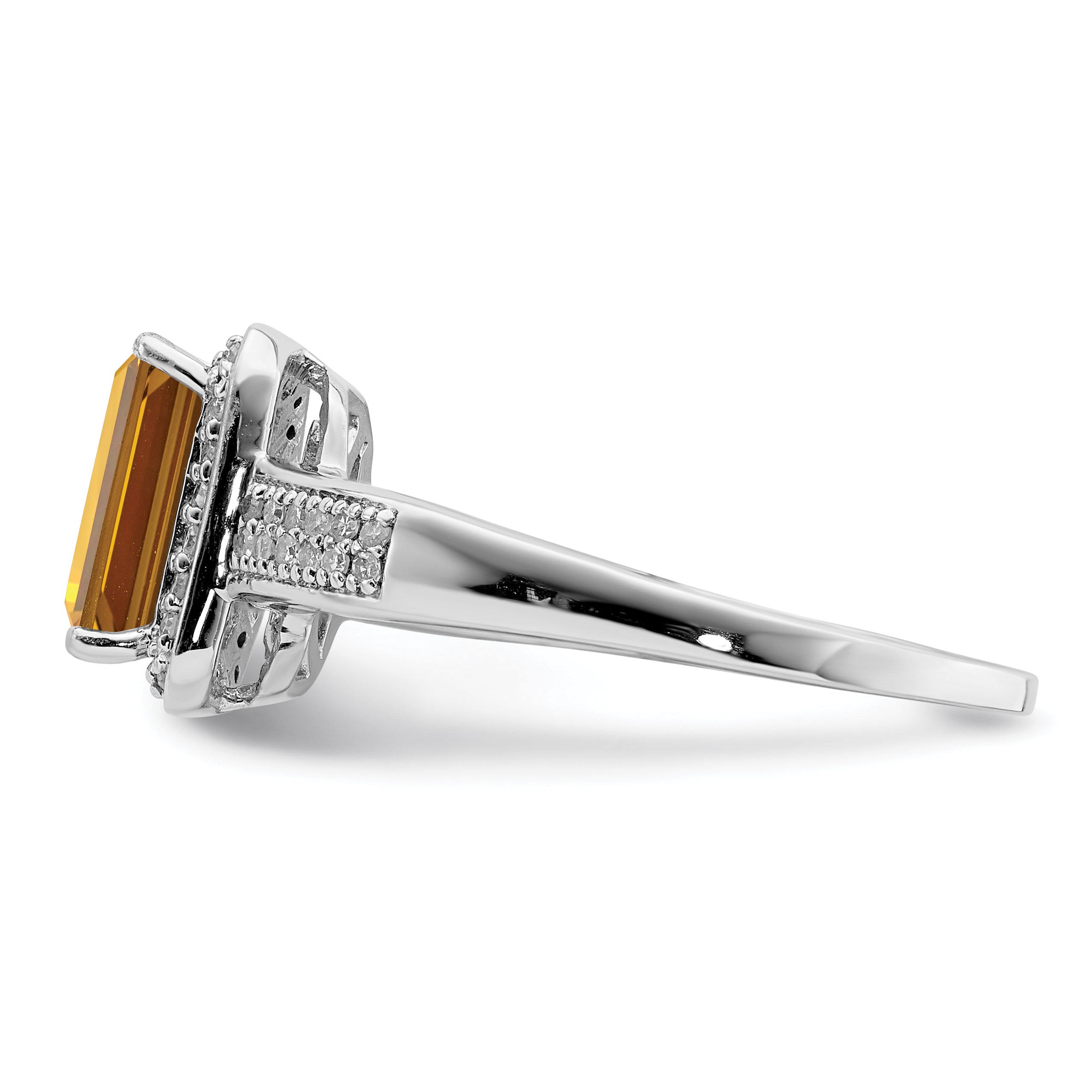Sterlingsilber Rhodium Diamant & Whiskey Quarz Ring