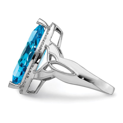 Sterlingsilber Rhodium Blautopas & Diamant Ring (size 6 Nur)