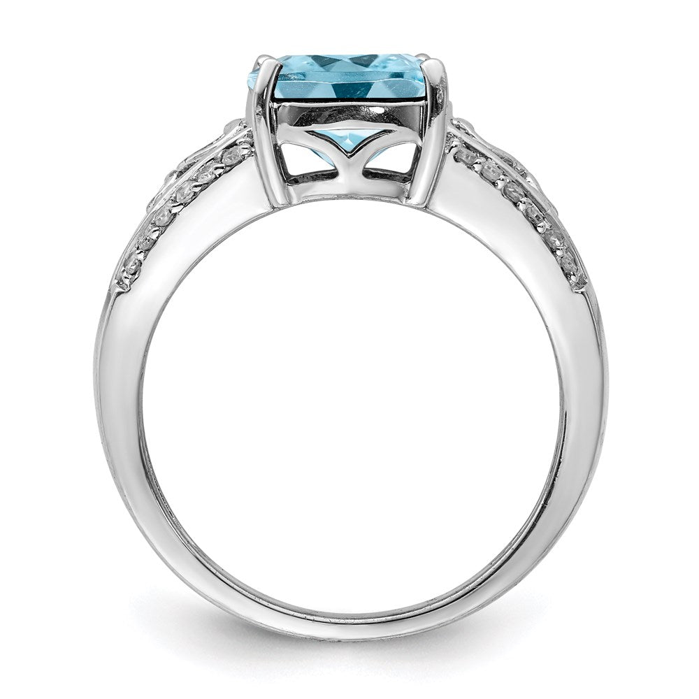 Sterlingsilber Rhodium Diamant & Himmel Blautopas Ring (size 7 Nur)