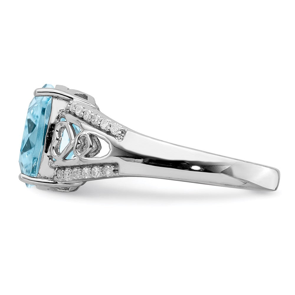 Sterlingsilber Rhodium Diamant & Himmel Blautopas Ring (size 7 Nur)