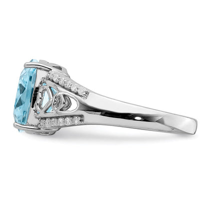 Sterlingsilber Rhodium Diamant & Himmel Blautopas Ring (size 7 Nur)