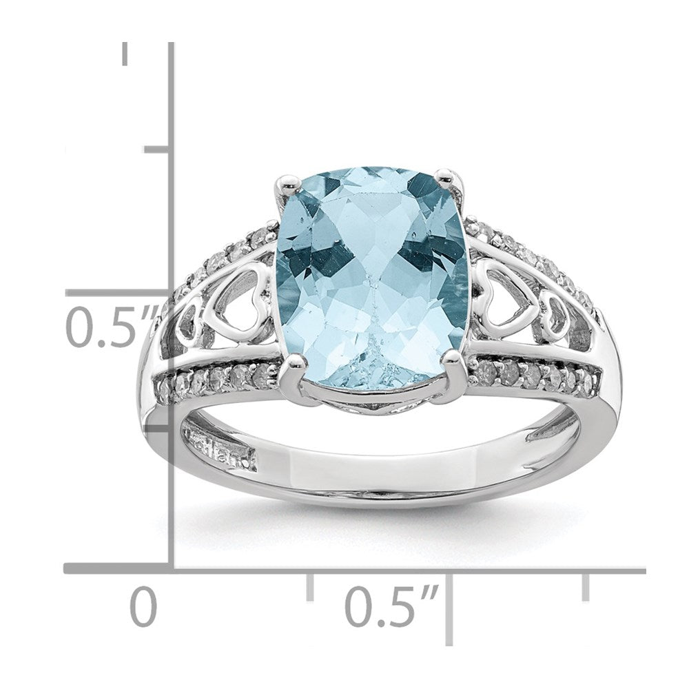Sterlingsilber Rhodium Diamant & Himmel Blautopas Ring (size 7 Nur)