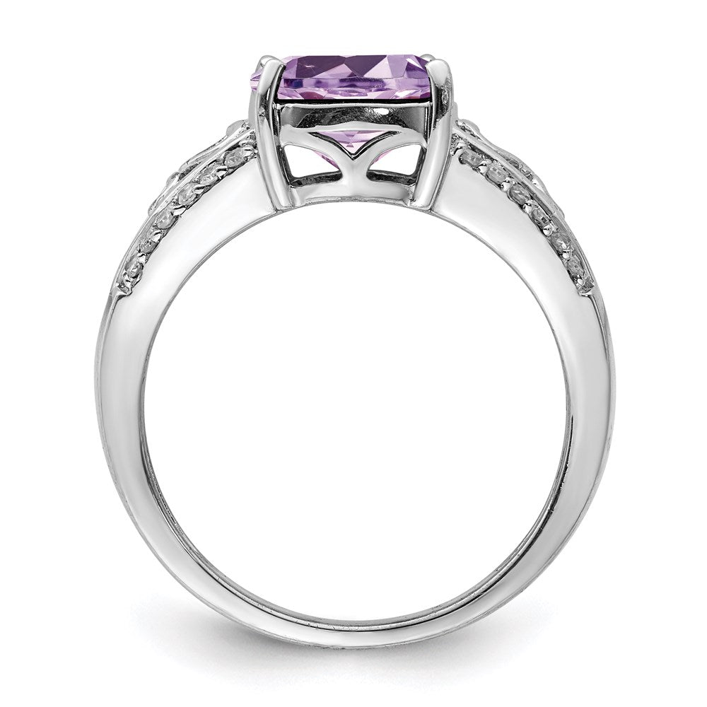 Sterlingsilber Rhodium Diamant & Rosa Quarz Ring (size 8 Nur)
