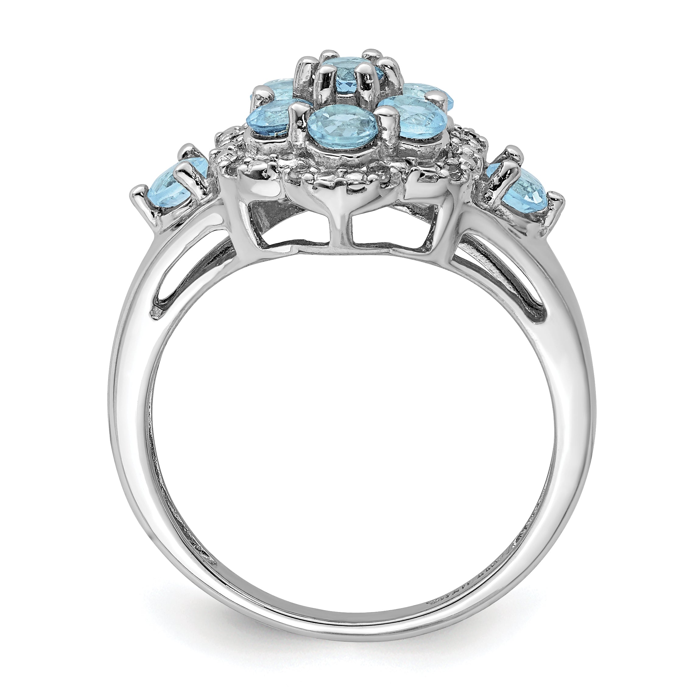 Sterlingsilber Rhodium Diamant & Licht Schweizer Blautopas Ring