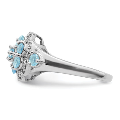 Sterlingsilber Rhodium Diamant & Licht Schweizer Blautopas Ring