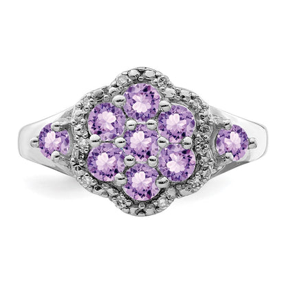 Sterlingsilber Rhodium Diamant & Rosa Quarz Ring