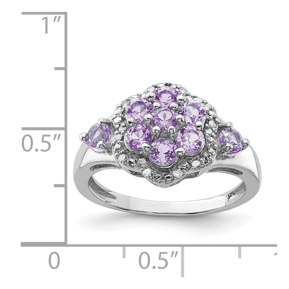 Sterlingsilber Rhodium Diamant & Rosa Quarz Ring