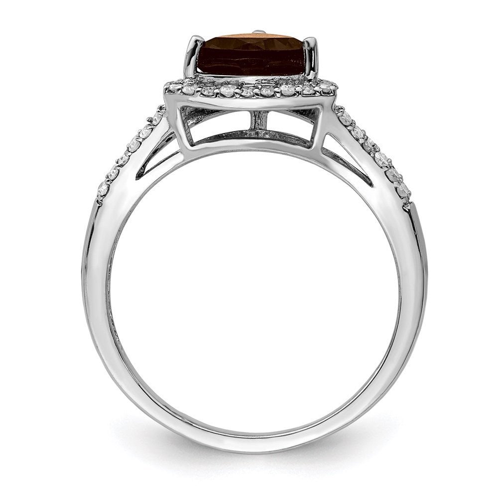 Sterlingsilber Rhodium Diamant & Rauch Quarz Ring (size 6 Nur)