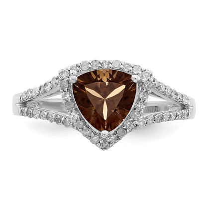 Sterlingsilber Rhodium Diamant & Rauch Quarz Ring (size 6 Nur)