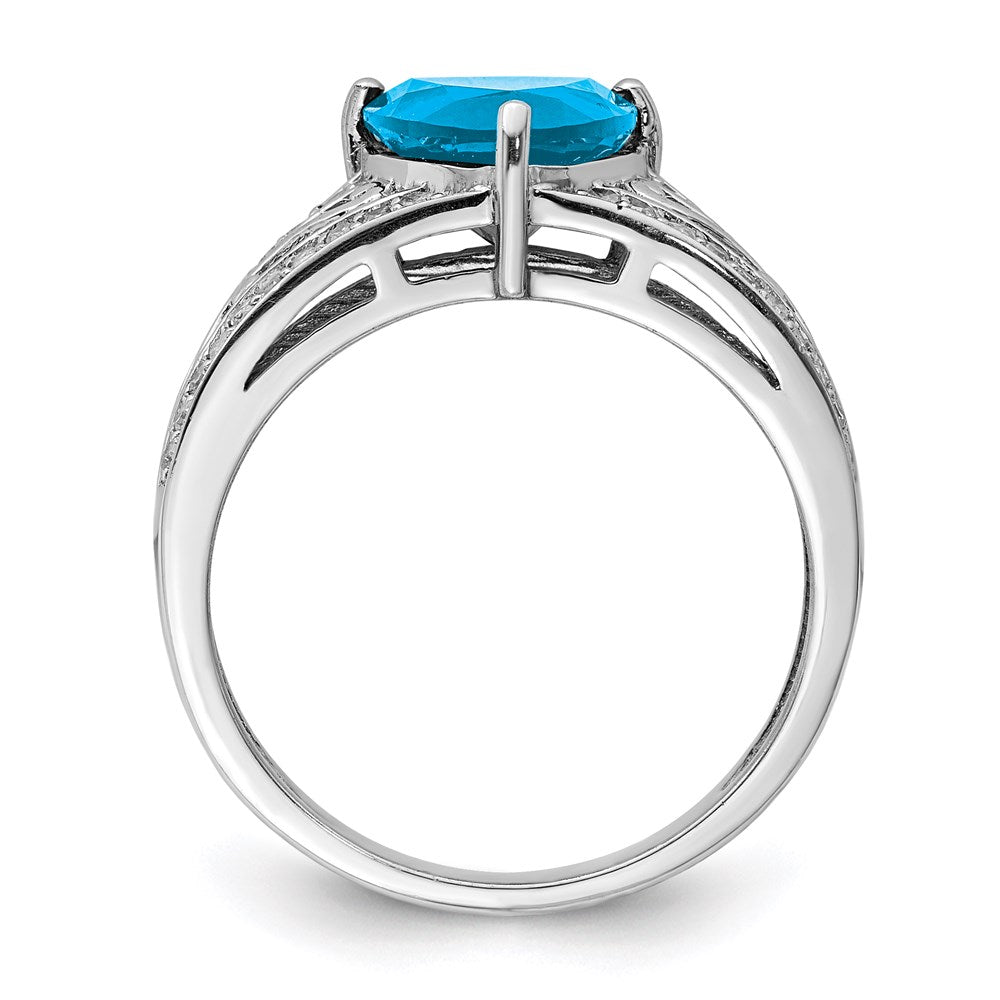 Sterlingsilber Rhodium Blautopas & Diamant Ring (size 7 Nur)