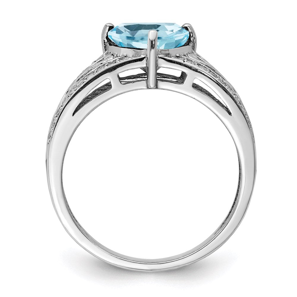 Sterlingsilber Rhodium Diamant & Himmel Blautopas Ring (size 7 Nur)