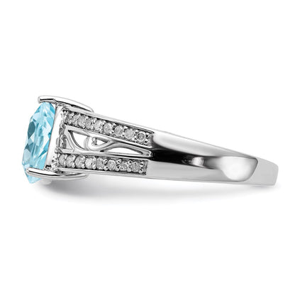 Sterlingsilber Rhodium Diamant & Himmel Blautopas Ring (size 7 Nur)
