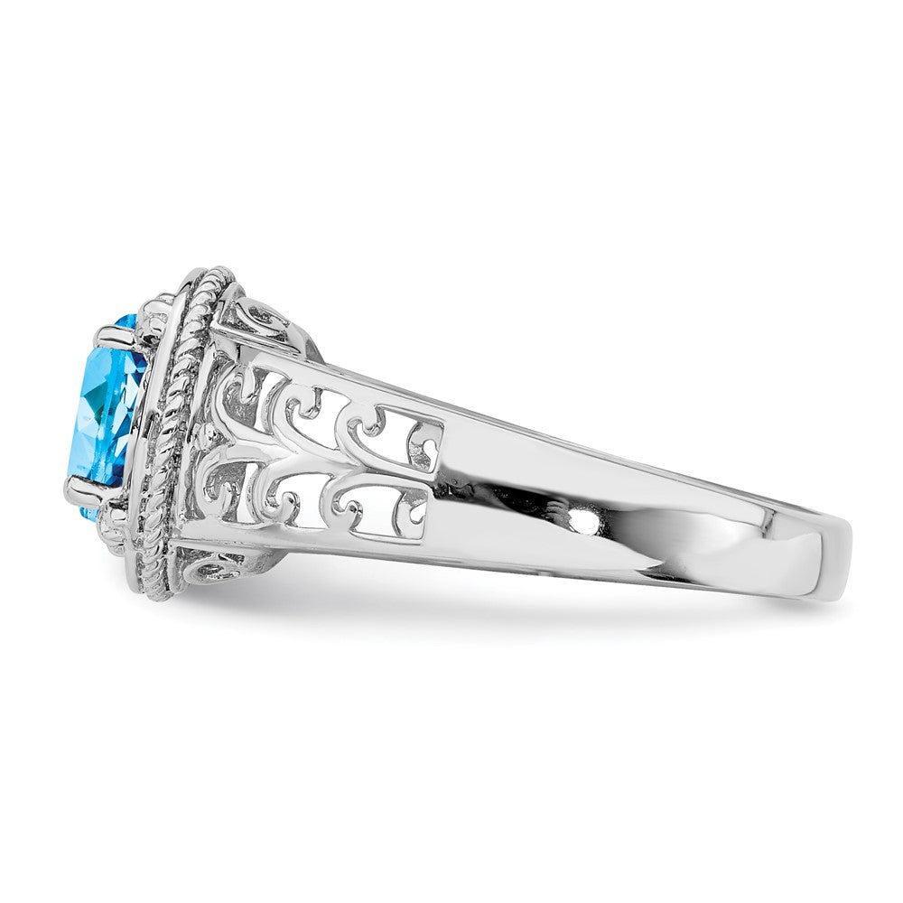 Sterlingsilber Rhodium Blautopas & Diamant Ring (size 7 Nur)