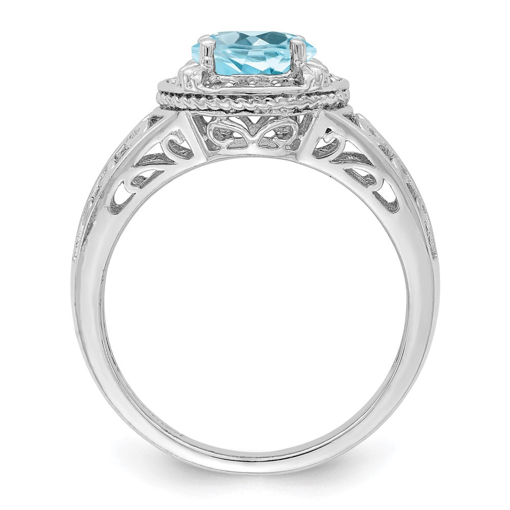 Sterlingsilber Rhodium Diamant & Himmel Blautopas Ring (size 7 Nur)