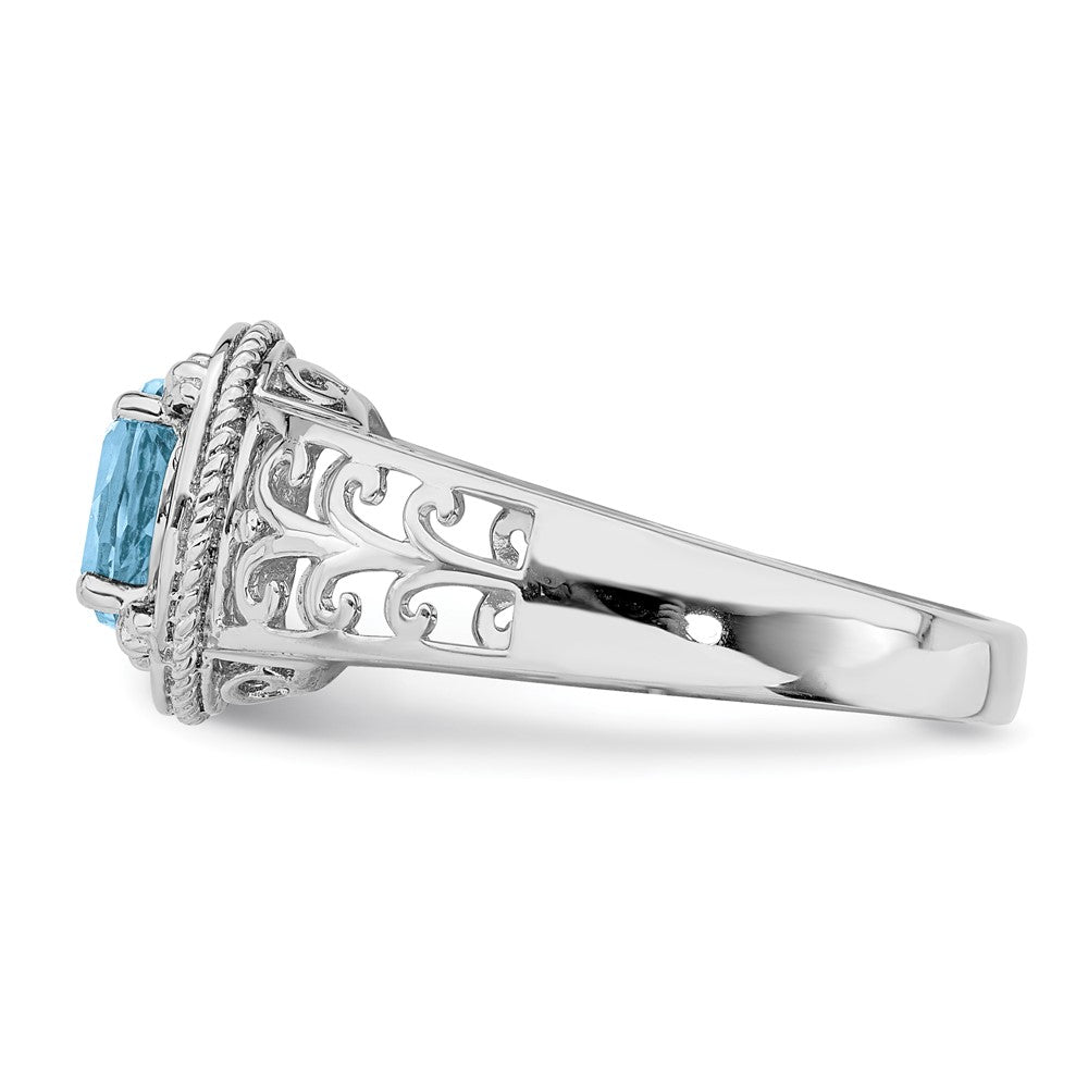 Sterlingsilber Rhodium Diamant & Himmel Blautopas Ring (size 7 Nur)