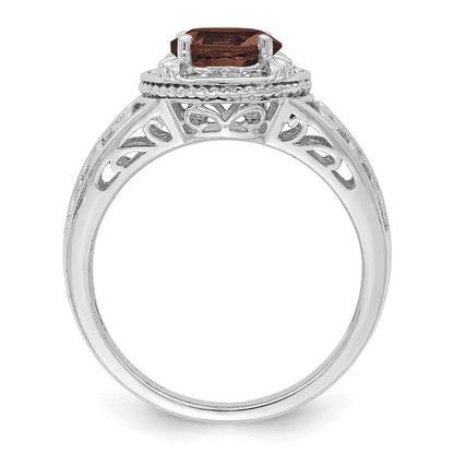 Sterlingsilber Rhodium Diamant & Rauch Quarz Ring (size 7 Nur)