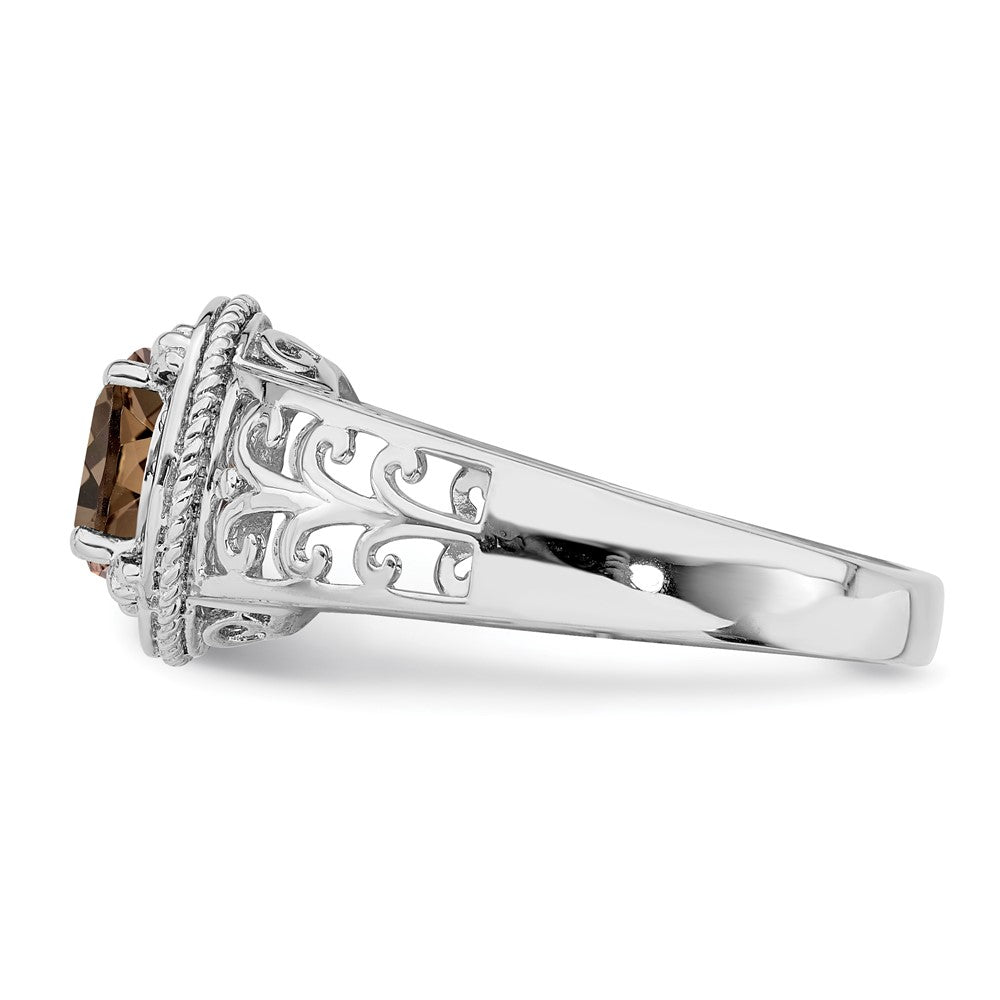 Sterlingsilber Rhodium Diamant & Rauch Quarz Ring (size 7 Nur)