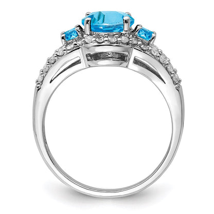 Sterlingsilber Rhodium Blautopas & Diamant Ring (size 7 Nur)