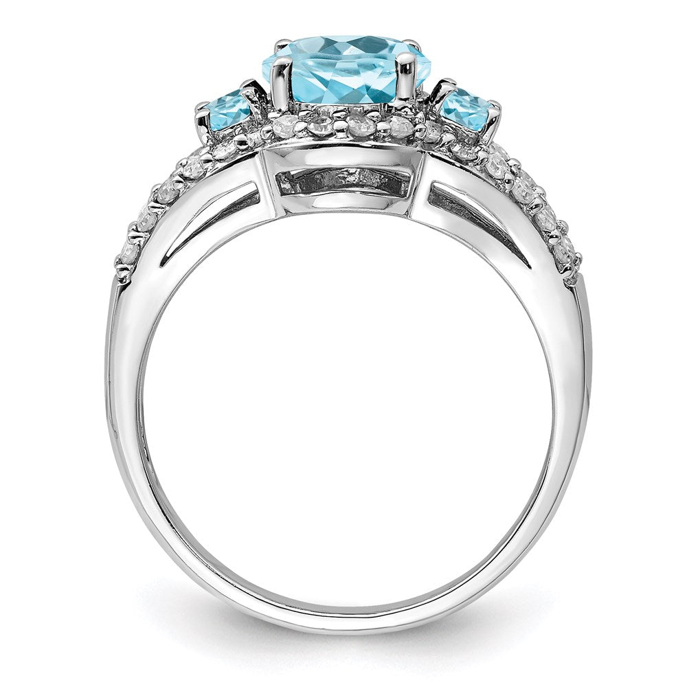 Sterlingsilber Rhodium Diamant & Himmel Blautopas Ring (size 7 Nur)