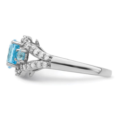 Sterlingsilber Rhodium Diamant & Himmel Blautopas Ring (size 7 Nur)