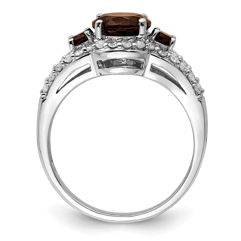 Sterlingsilber Rhodium Diamant & Rauch Quarz Ring (size 7 Nur)