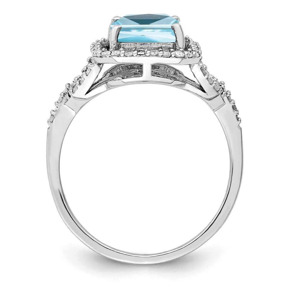 Sterlingsilber Rhodium Diamant & Himmel Blautopas Ring (size 9 Nur)