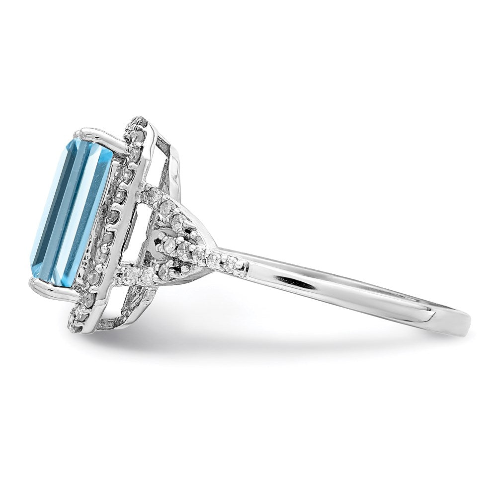 Sterlingsilber Rhodium Diamant & Himmel Blautopas Ring (size 9 Nur)