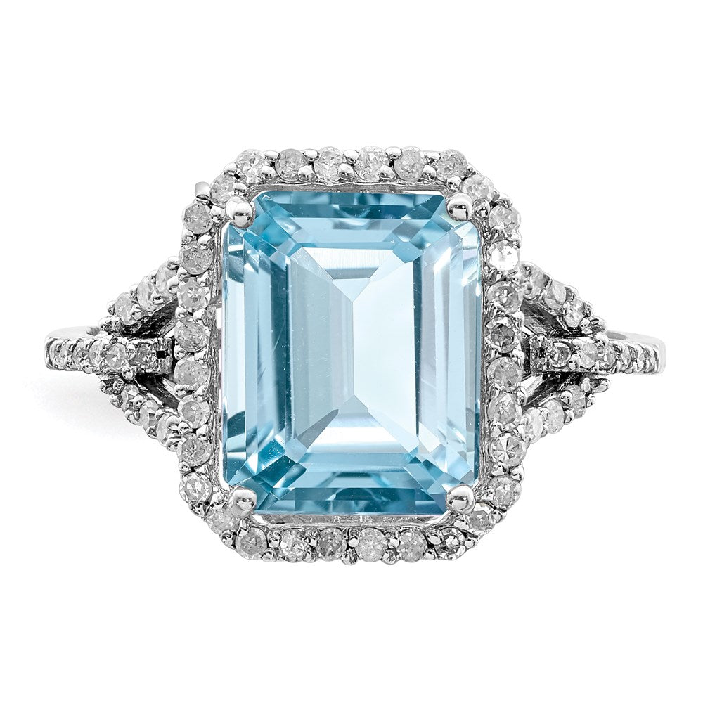 Sterlingsilber Rhodium Diamant & Himmel Blautopas Ring (size 9 Nur)