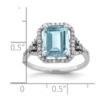 Sterlingsilber Rhodium Diamant & Himmel Blautopas Ring (size 9 Nur)