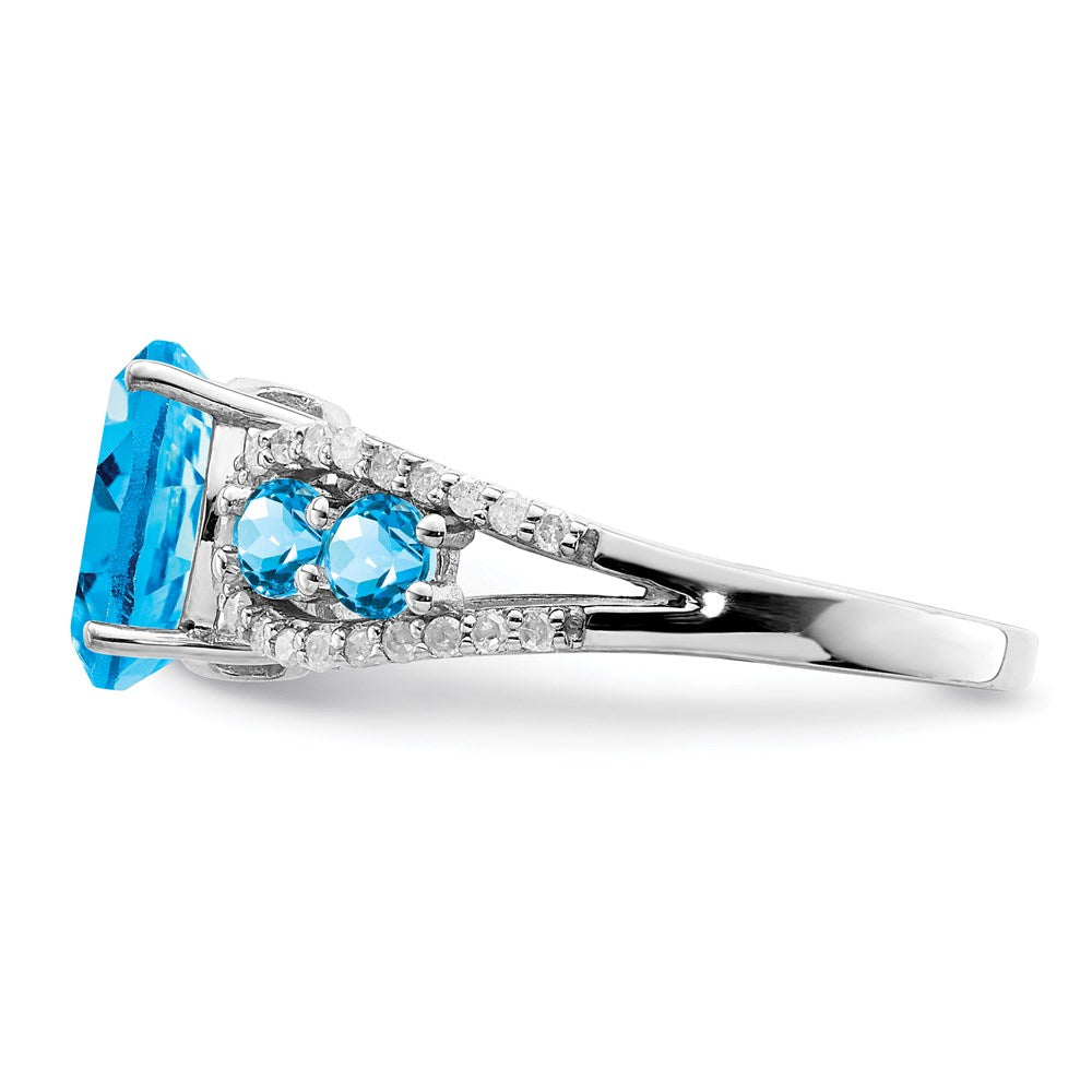 Sterlingsilber Rhodium Blautopas & Diamant Ring (size 6 Nur)